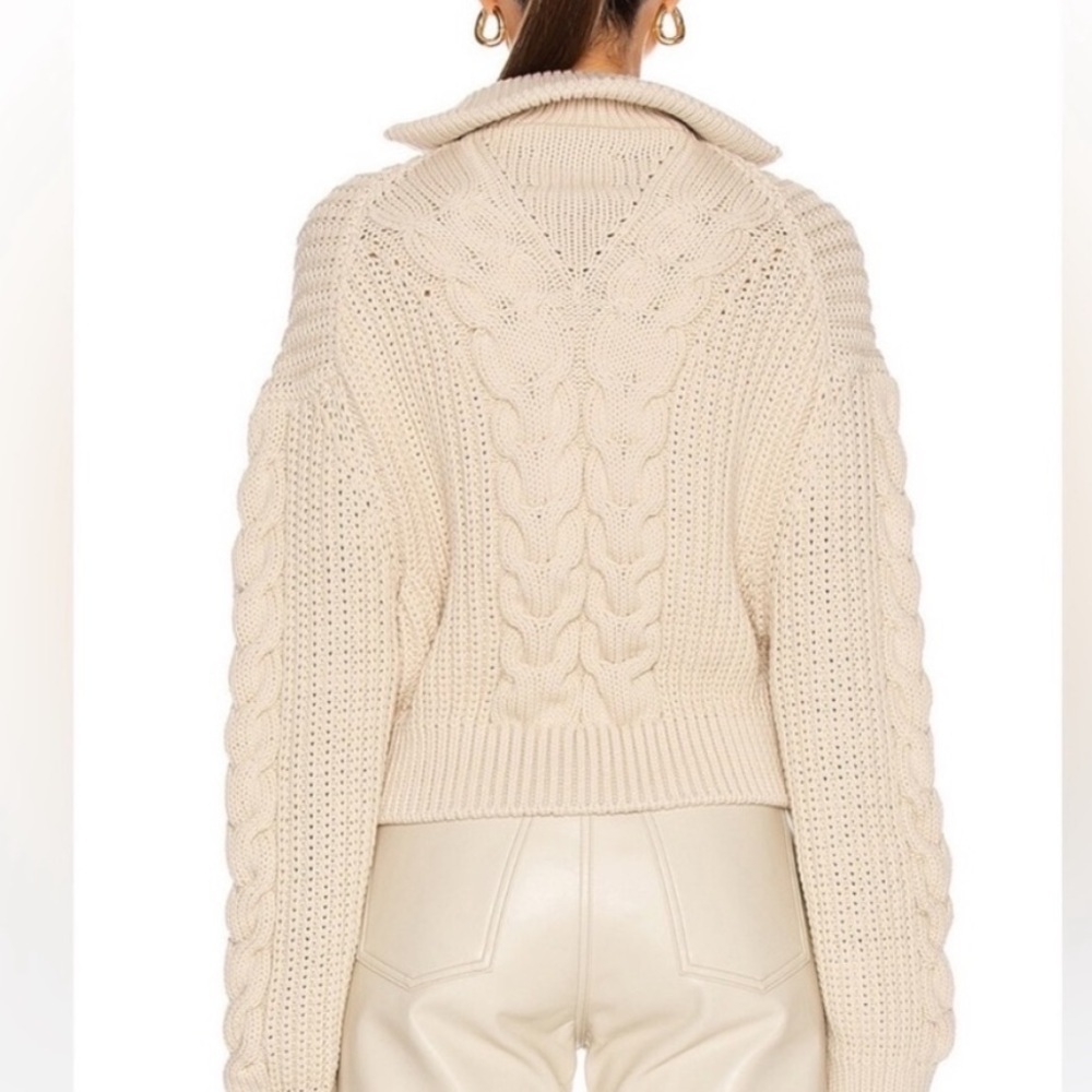 NANUSHKA Cotton Half Zip Chunky Cable Knit Ribbed Oversized Crop Sweater M - Picture 3 of 16
